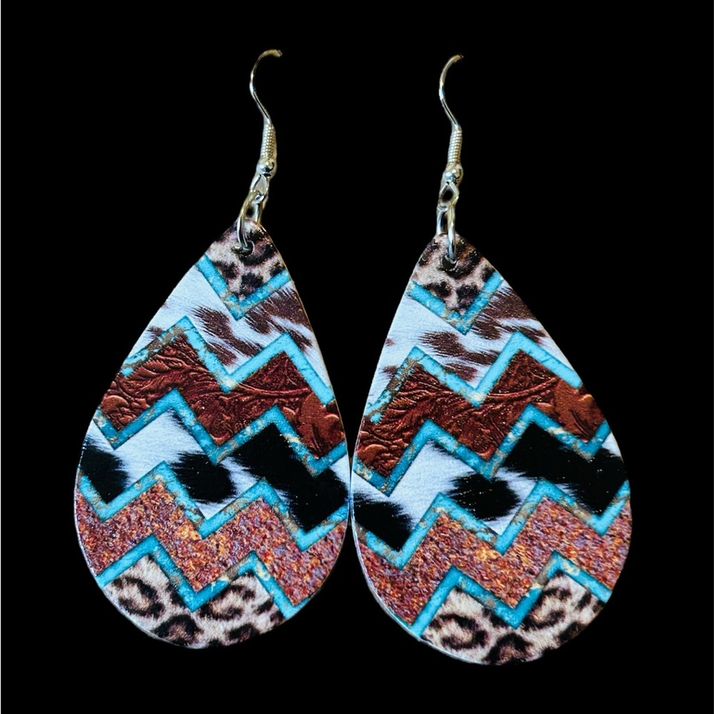 Western Chevron Printed Dangle Earrings